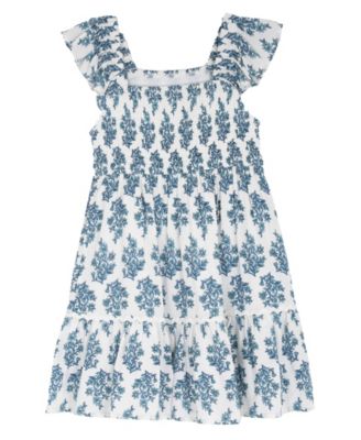 Girls' 2T-6X Printed Square Neck Dress