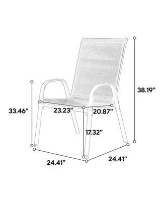 4 Piece Outdoor Grey Patio Camping Chairs Breathable Textilene Fabric High Backrest Armrest Space Saving for Garden Pool Beach