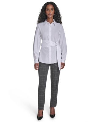 Women's Tie Waist Collared Neck Top