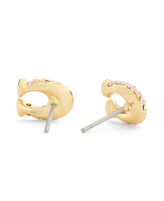 Faux Stone Pav&eacute; Signature C Stud Earrings
