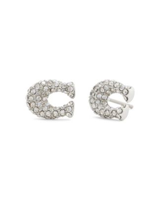 Faux Stone Pav&eacute; Signature C Stud Earrings