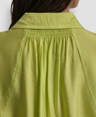 Women's Collared Neck Short Roll Tab Sleeve Shirt