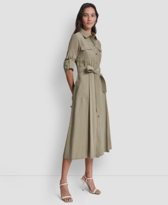 Women's Long-Sleeve Collared Roll Tab Fuji Cargo Dress