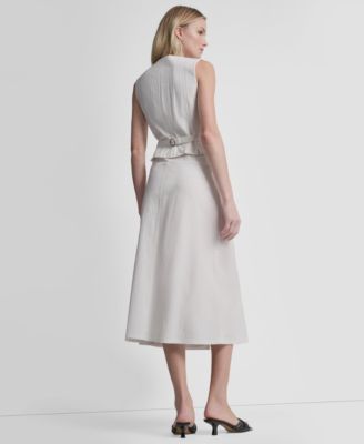 Women's Arid Pique Mini Logo Emblem Slit A-Line Skirt and Sleeveless V-Neck Arid Pique Vest