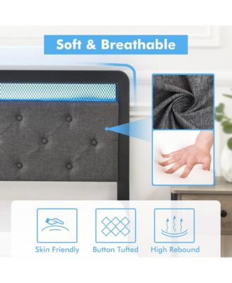 Full Bed Frame with LED Headboard, Upholstered Platform, 2 Storage Drawers