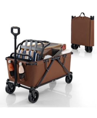 Collapsible Folding Wagon Cart with Adjustable Handlebar