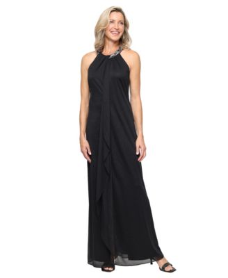 Women's Glitter Mesh Halter Neck Dress