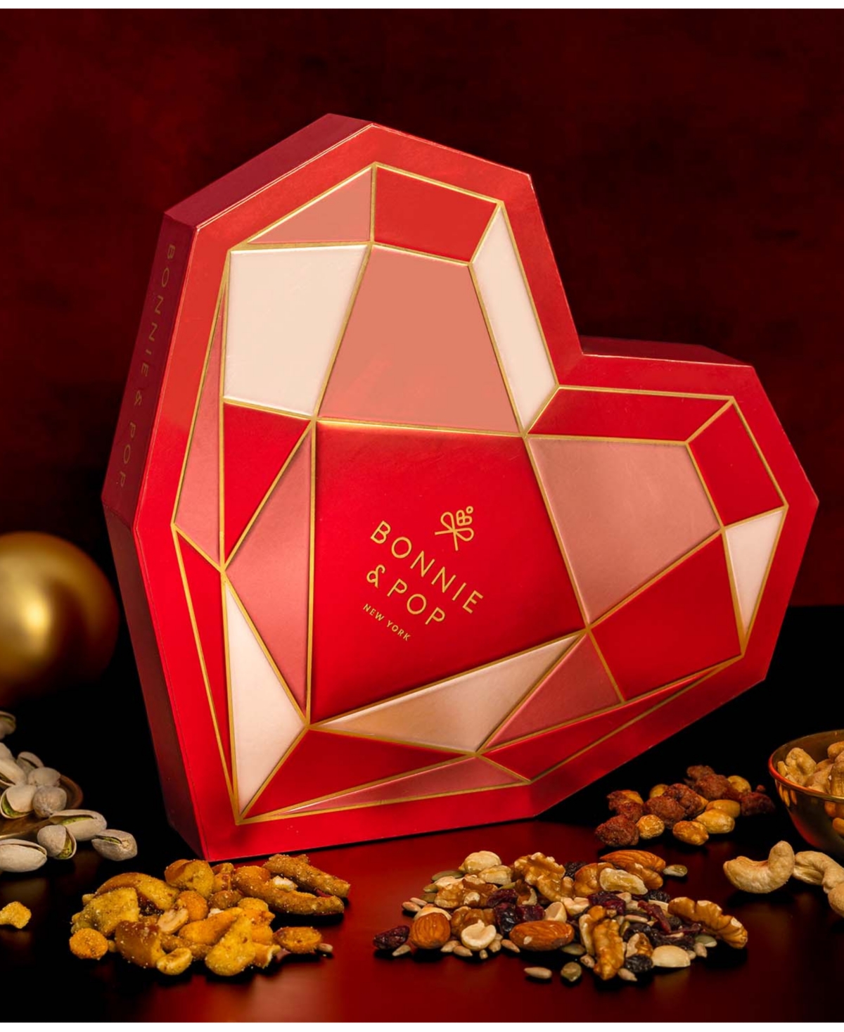Bonnie & Pop Valentine's Day Gourmet Nut Heart Box, 1.5 lbs.