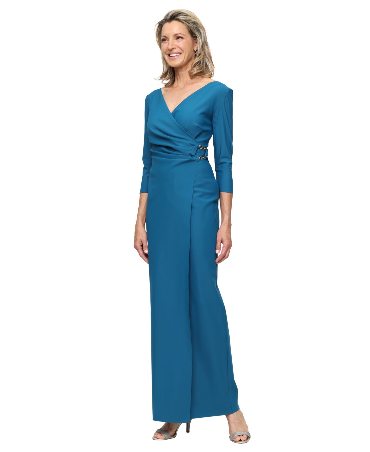 Women's V-Neck Cascade Ball Gown