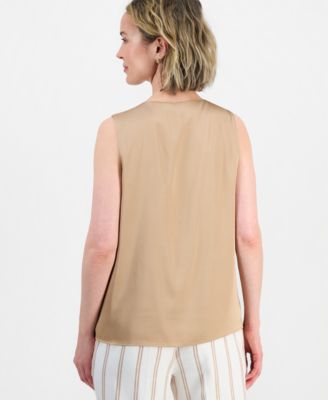 Women's Sleeveless Pleated Satin Top