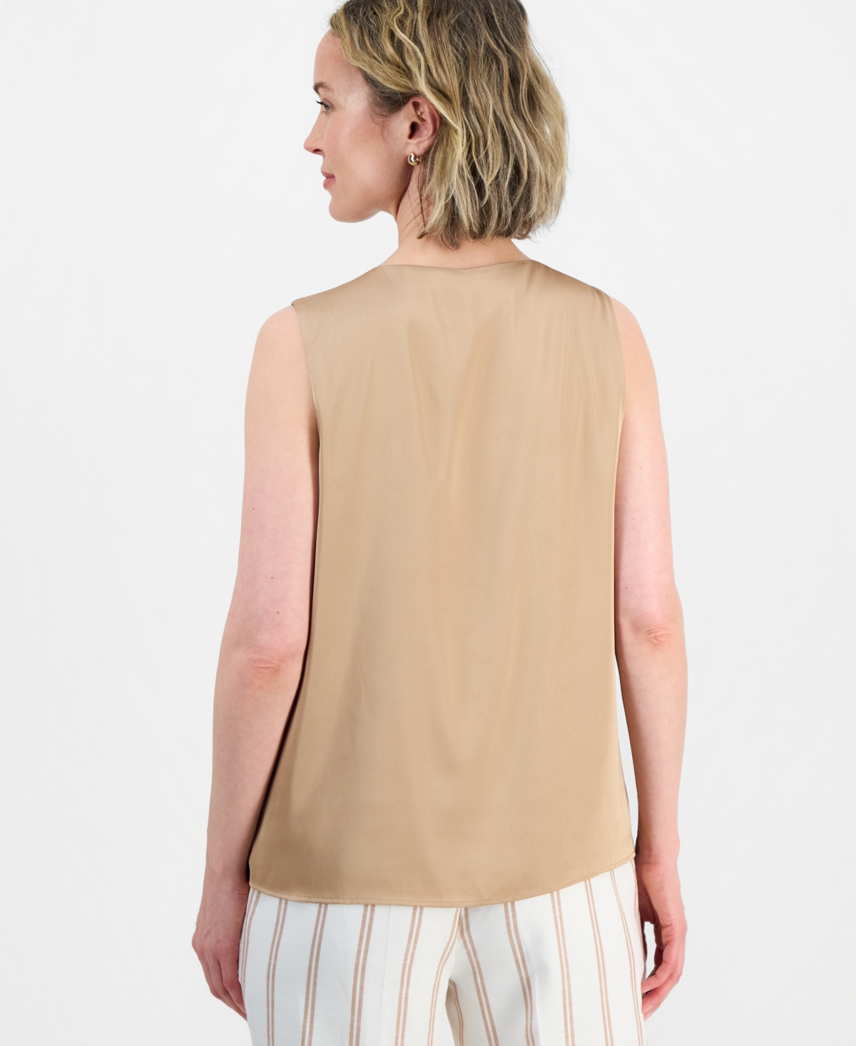 Kasper Women's Sleeveless Pleated Satin Top