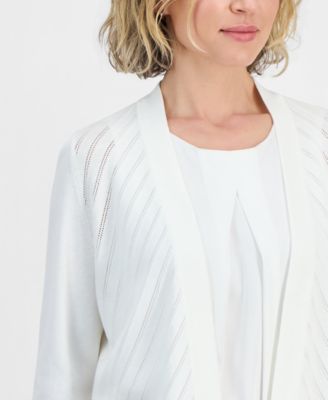 Women's Pointelle Open-Front Cardigan