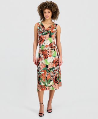 Women's Printed Pull-On Midi Skirt 