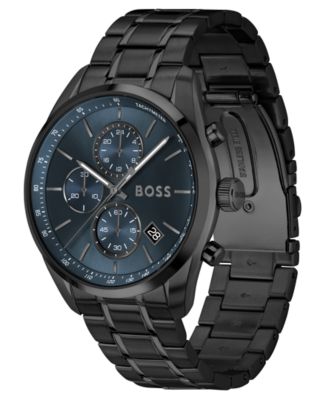 Men's Grand Prix 44 Quartz Chrono Ionic Plated Black Steel Watch, 44.5mm