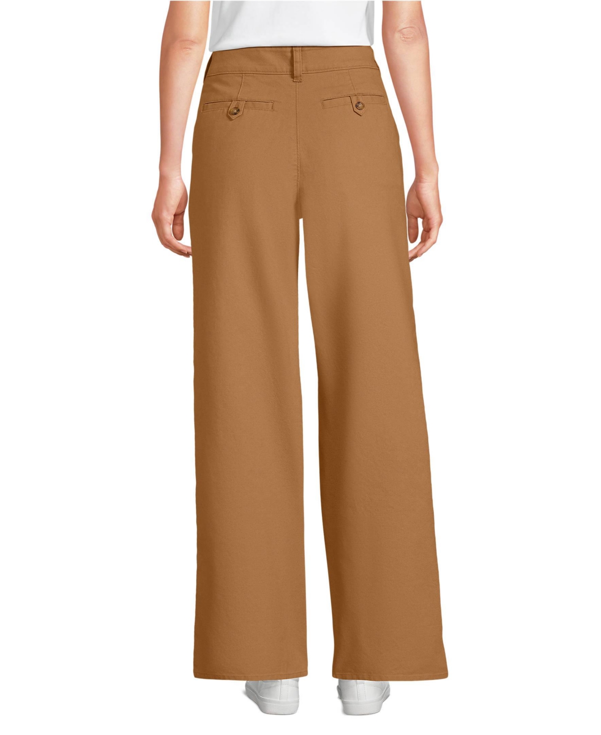 Lands' End Women's Petite Stretch Canvas High Rise Wide Leg Pants