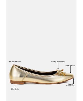 Womens Ipara Bow Detail Metallic Ballerinas
