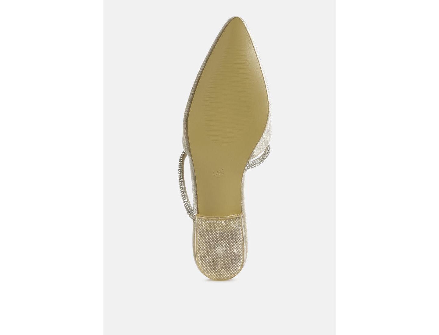 Женские сабо London Rag Turnon Velvet Diamante Detail Flat Mules, цвет: Бежевый / Хаки — фото 6
