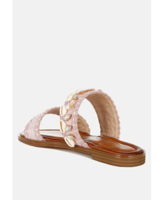 Womens Shellfish Raffia Slip On s Sandals