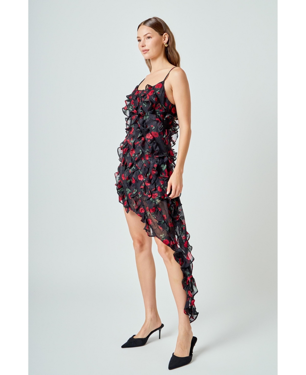 endless rose Women's Print Ruffled maxi Dress