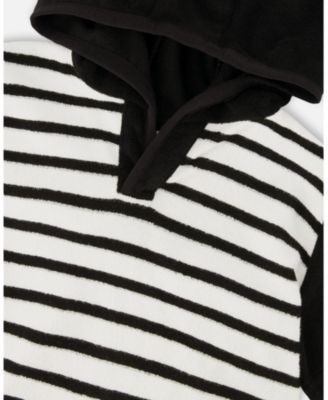 Big Boys Hooded Terry T-Shirt with Shorts Set Black and White Stripes
