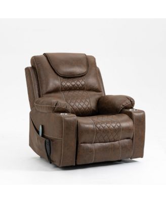 Leather Recliner Chair with 2 Cup Holder, Lounge Chair Power Lift Chair Relax Sofa Chair