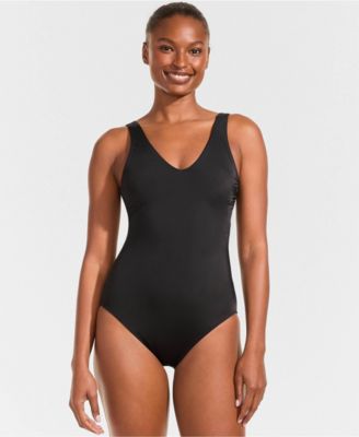 Women's Tugless V-Neck High Leg One Piece Swimsuit