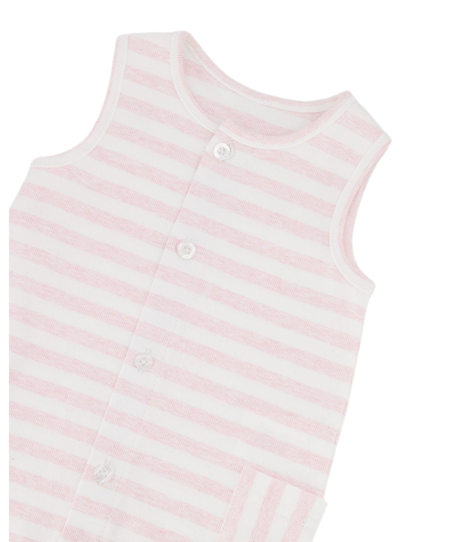 Baby Boys Cotton Striped Romper White and Pink Stripes