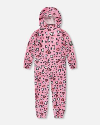 Baby Girls Rain One-Piece in Polyurethane Pink Heart Print