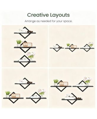 Wall Shelves Set of 3, Diamond Frame, Industrial Style,Multi-Use, Easy Assembly