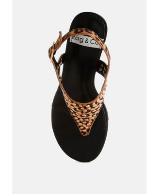 Womens Oidah Leopard Print Studded Wedges