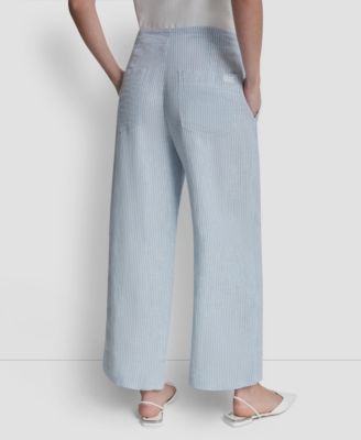 Women's Cropped Wide-Leg Linen-Blend Pants