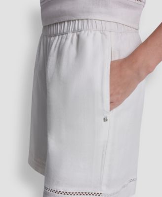 Women's Pull-On Linen-Blend Elastic Boxer Shorts
