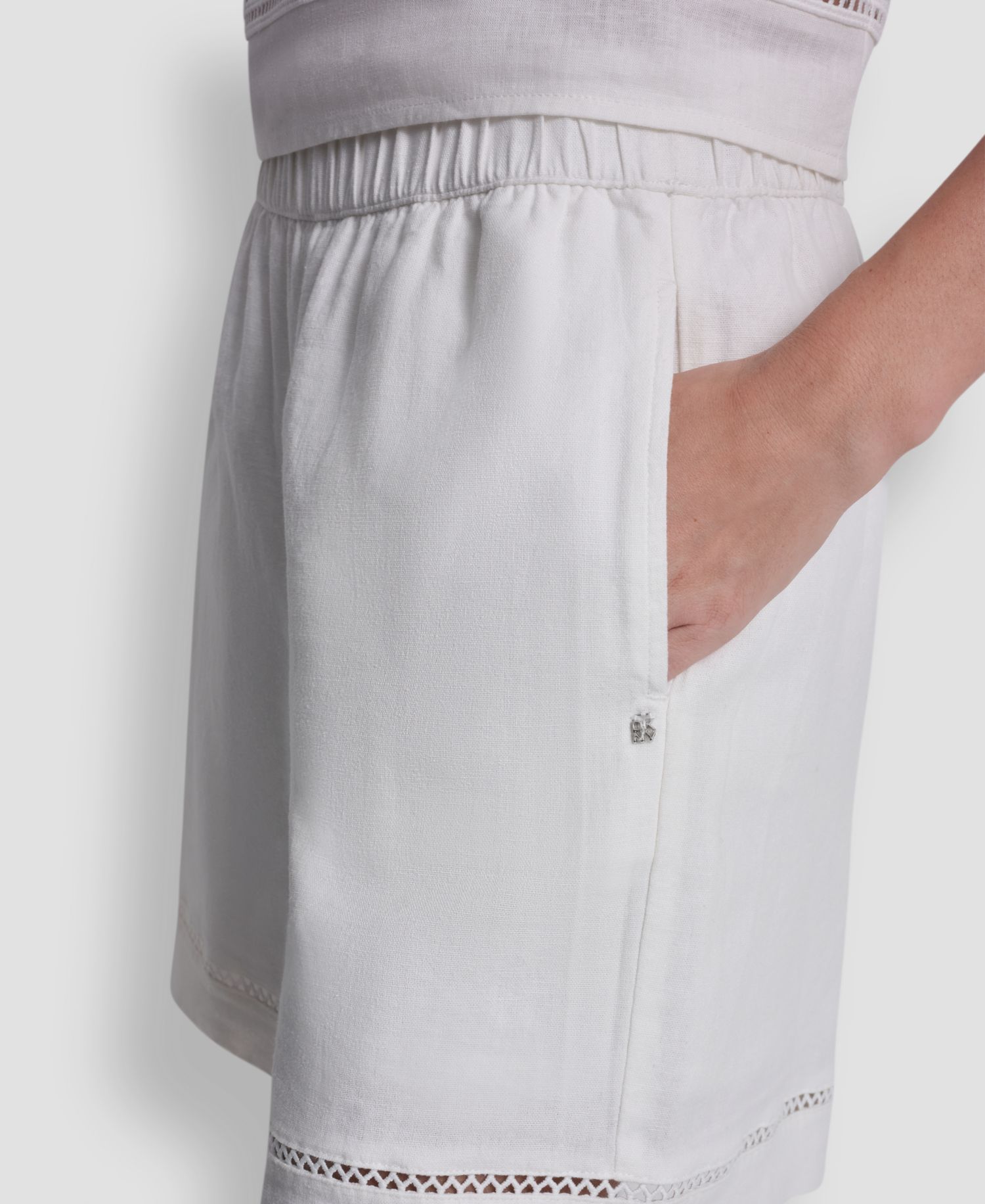 Women's Pull-On Linen-Blend Elastic Boxer Shorts