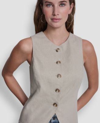 Women's Crewneck Button-Front Vest