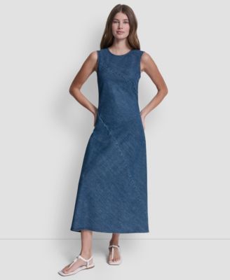 Women's Sleeveless Crewneck Bias Cut Dress