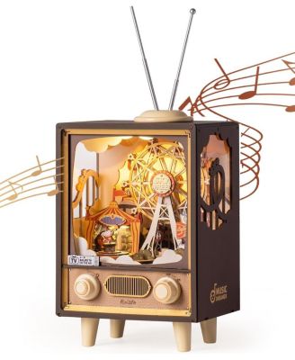 3D Wooden Puzzles for Adults DIY Book Nook Kit 16" Ferris Wheel Music Box Model Building Set with LED Crafts for Adults Gifts Girl boy