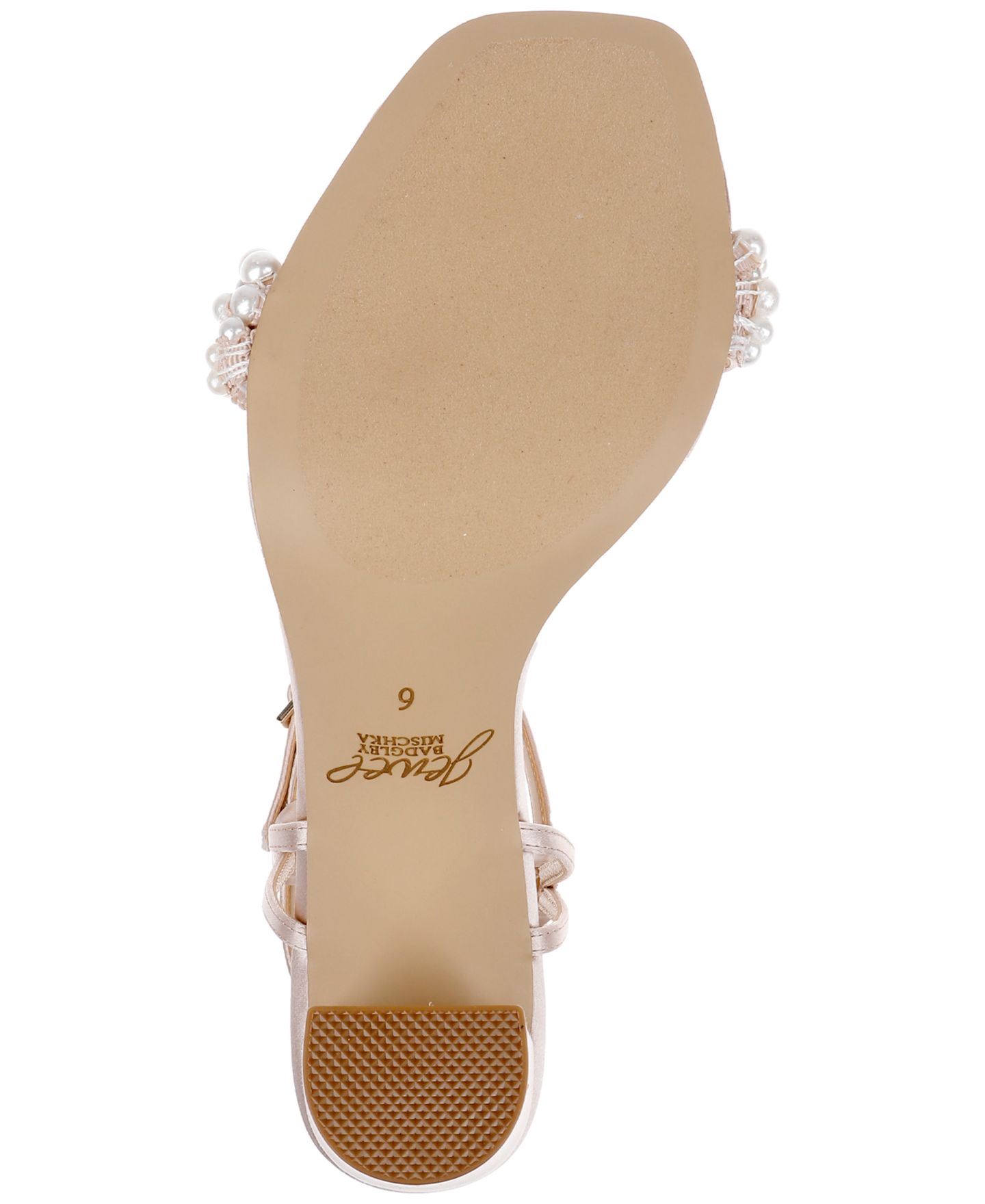 Женские сандалии Jewel Badgley Mischka Peoria Square Toe Evening, цвет: Шампань атласный — фото 5