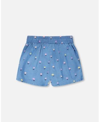 Big Girls Chambray Flower-Print Shorts