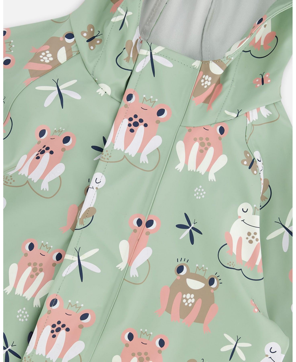 Deux par Baby Girls Polyurethane Frog Print Rain One-Piece