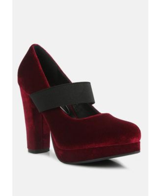 Womens Krause High Block Heel Velvet Pumps