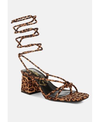 Womens Piani Leopard Print Square Toe Heels