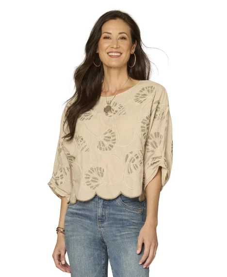 Petite Crew Neck Relaxed Fit Top - Natural
