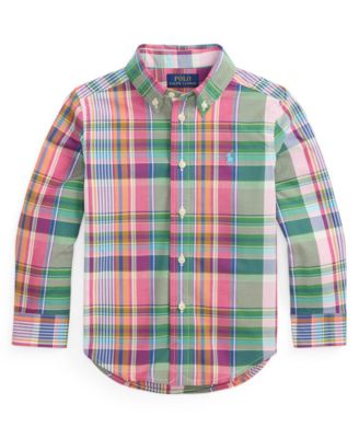 Boys' 2-7 Plaid Button-Down Poplin Shirt