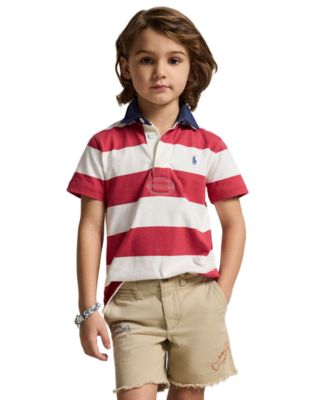 Boys' 2-7 Striped Cotton Short-Sleeve Rugby Shirt