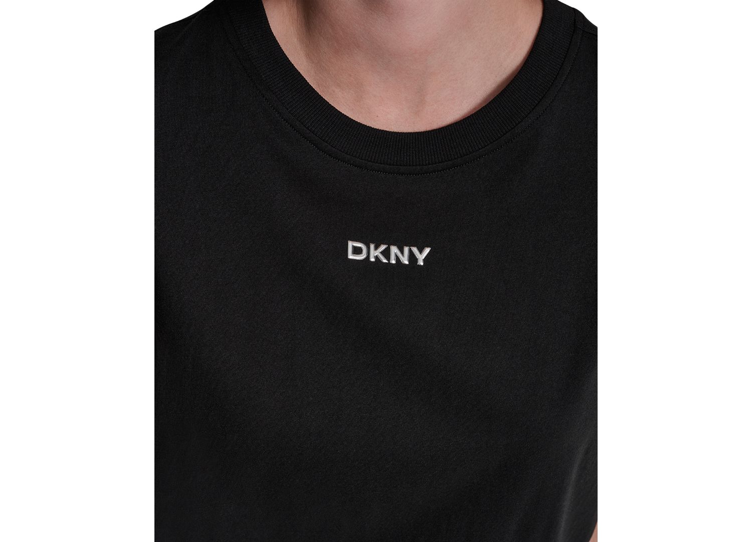 Women's Metallic Bubble Logo Drop Shoulder Pull-On T-Shirt