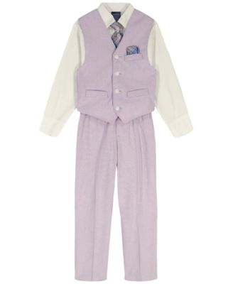Boys' 2-7 Check Long-Sleeve Shirt, Vest, Necktie, Pocket Square & Pants, 5-Piece Set