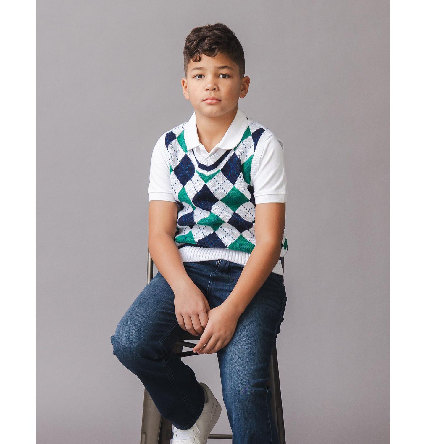 Жилет Hope & Henry Organic V-Neck Argyle Sweater Vest для мальчиков, цвет: С ромбами — фото 4