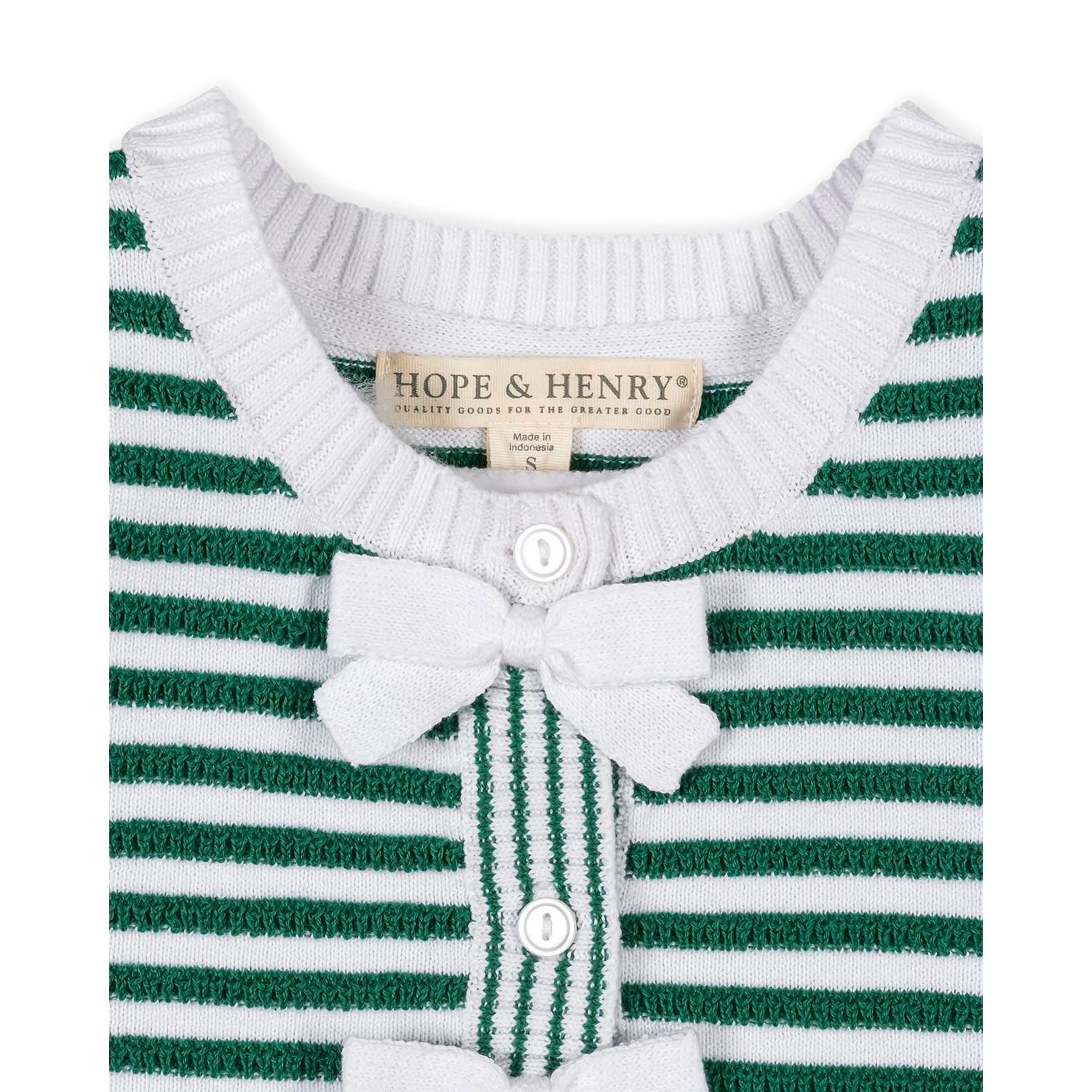 Girls Hope and Henry Organic Button Front Sweater Tank with Bows