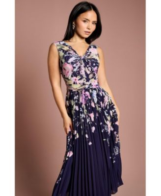 Women's Twist Front Printed Midi Dress