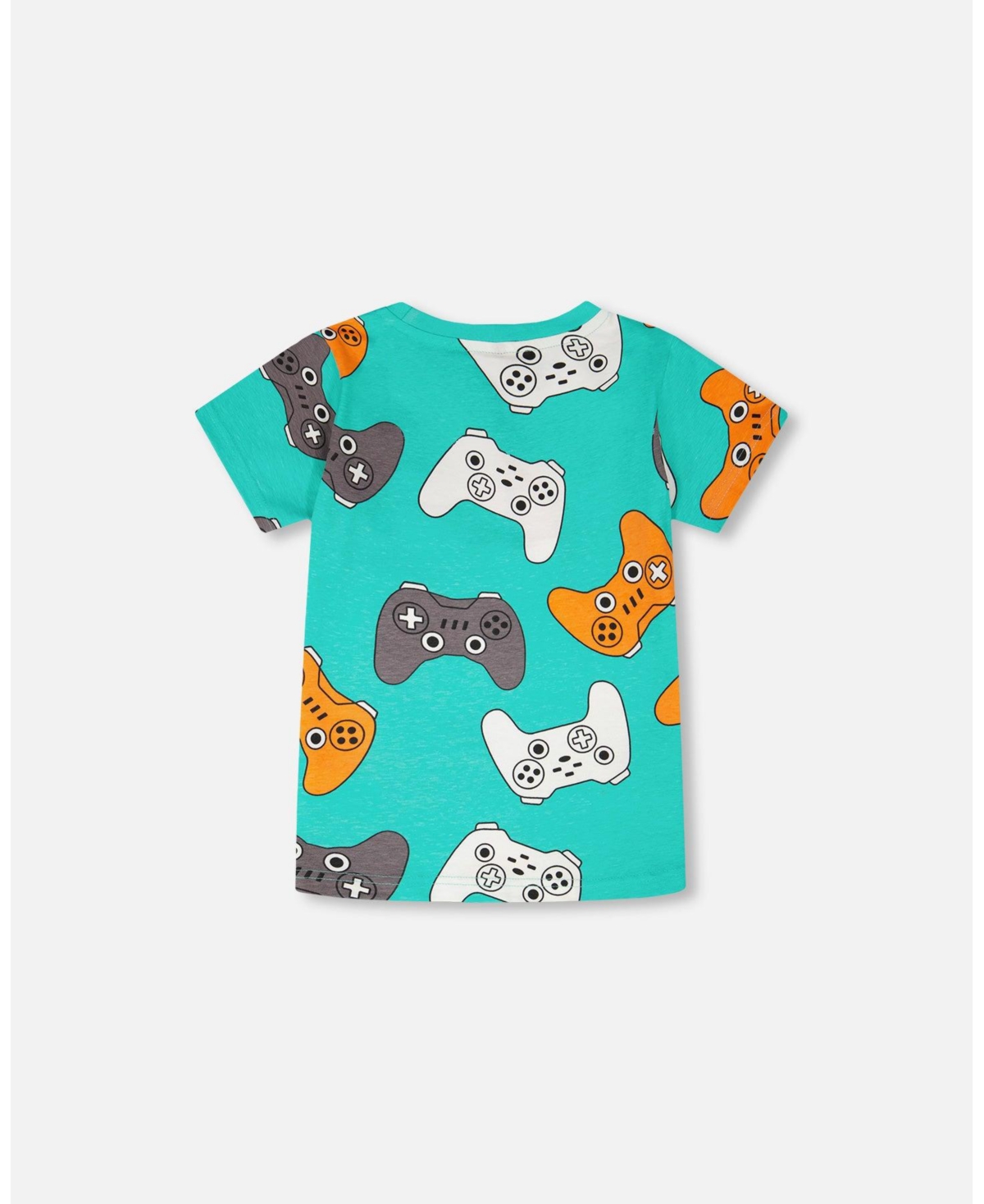 Deux par Big Boys ganic Cotton Jersey T-Shirt Blue Printed Gamepads